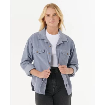 RIP CURL CAMICIA IN VELLUTO STEVIE CORD SHIRT BLUE GREY