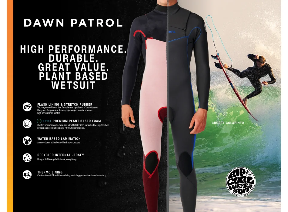 RIP CURL DAWN PATROL 4/3 MUTA INVERNALE FRONT ZIP