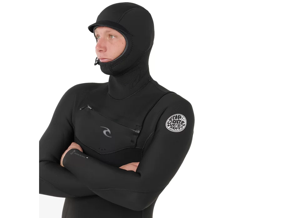 RIP CURL DAWN PATROL 5/4 MUTA INVERNALE CHEST ZIP CON CAPPUCCIO