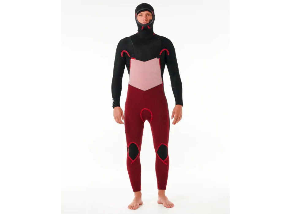 RIP CURL DAWN PATROL 6/4 MUTA INVERNALE CHEST ZIP CON CAPPUCCIO