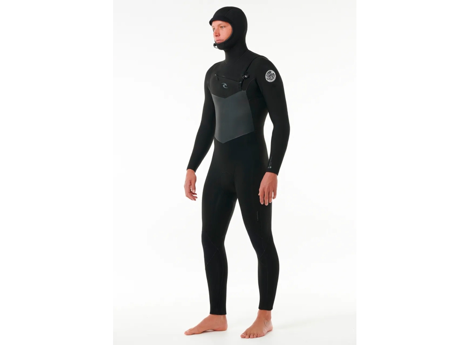 RIP CURL DAWN PATROL 6/4 MUTA INVERNALE CHEST ZIP CON CAPPUCCIO