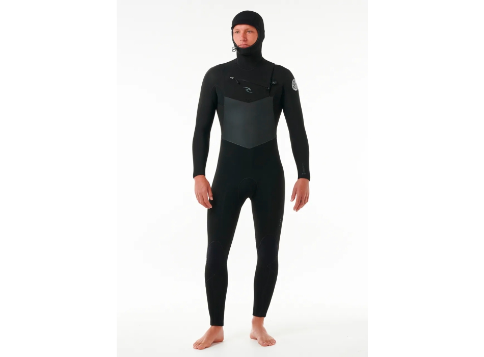 RIP CURL DAWN PATROL 6/4 MUTA INVERNALE CHEST ZIP CON CAPPUCCIO