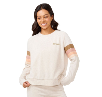 RIP CURL FELPA GIROCOLLO HIGH TIDE SURF RAGLAN OATMEAL MARLE