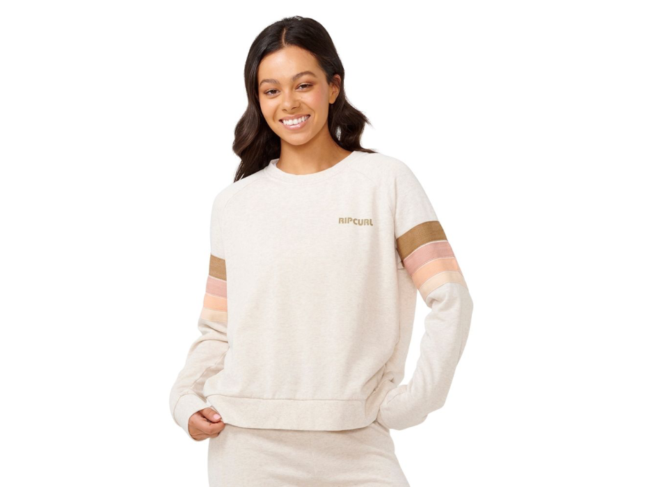 RIP CURL FELPA GIROCOLLO HIGH TIDE SURF RAGLAN OATMEAL MARLE