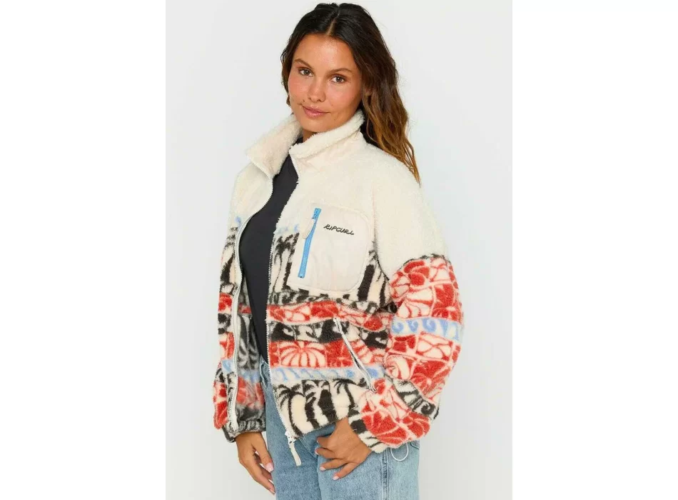 RIP CURL FELPA IN PILE POLAR OCEANIC ZIP DONNA BEIGE