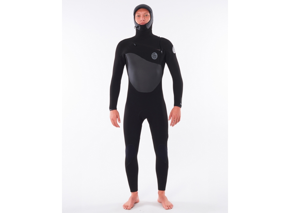 RIP CURL FLASHBOMB 5/4 MUTA INVERNALE CON CAPPUCCIO FRONT ZIP