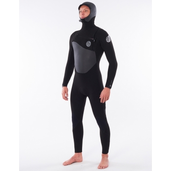 RIP CURL FLASHBOMB 5/4 MUTA INVERNALE CON CAPPUCCIO FRONT ZIP