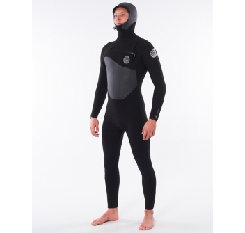 RIP CURL FLASHBOMB 5/4 MUTA INVERNALE CON CAPPUCCIO FRONT ZIP