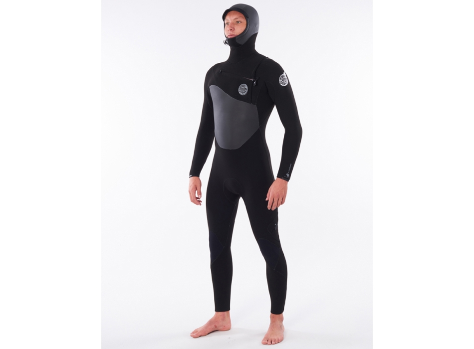 RIP CURL FLASHBOMB 5/4 MUTA INVERNALE CON CAPPUCCIO FRONT ZIP