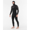 RIP CURL FLASHBOMB 6/4 MUTA INVERNALE CON CAPPUCCIO FRONT ZIP BLACK
