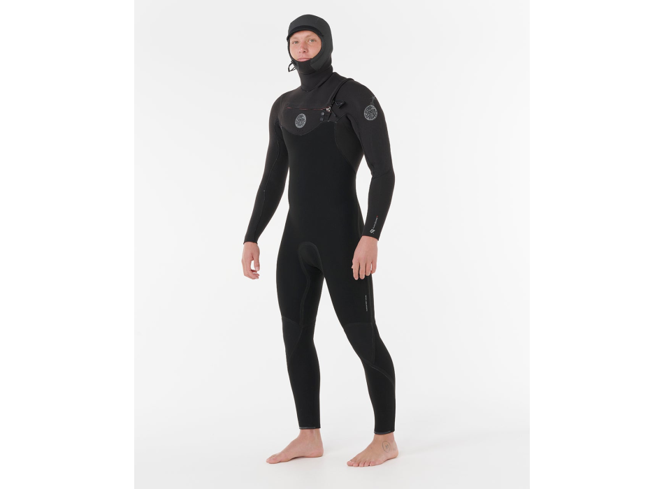 RIP CURL FLASHBOMB 6/4 MUTA INVERNALE CON CAPPUCCIO FRONT ZIP
