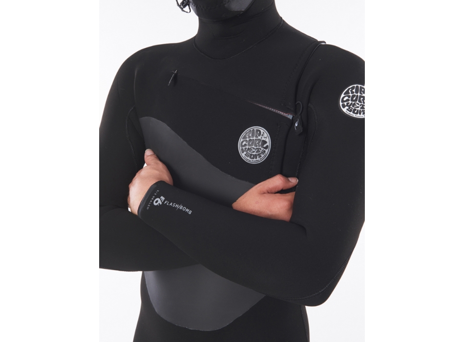 RIP CURL FLASHBOMB 6/4 MUTA INVERNALE CON CAPPUCCIO FRONT ZIP