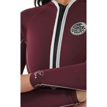 RIP CURL G-BOMB 2.0 1MM MUTINO HIGH CUT MANICHE LUNGHE FRONT ZIP PLUM