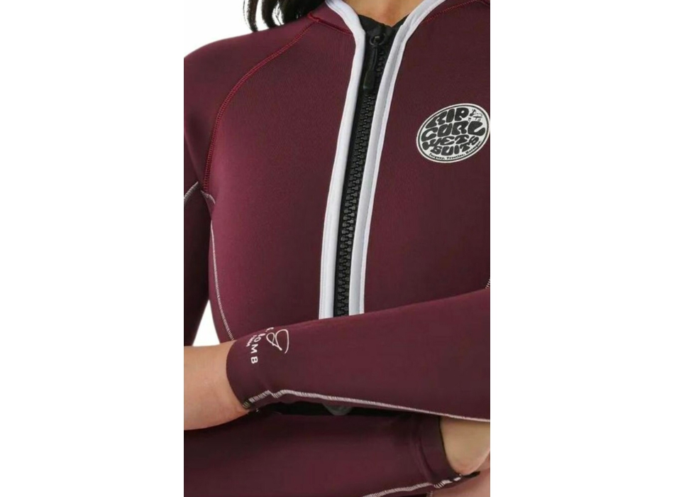 RIP CURL G-BOMB 2.0 1MM MUTINO HIGH CUT MANICHE LUNGHE FRONT ZIP PLUM