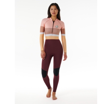 RIP CURL G BOMB MUTA STEAMER 2MM DONNA MANICHE LUNGHE FRONT ZIP PLUM