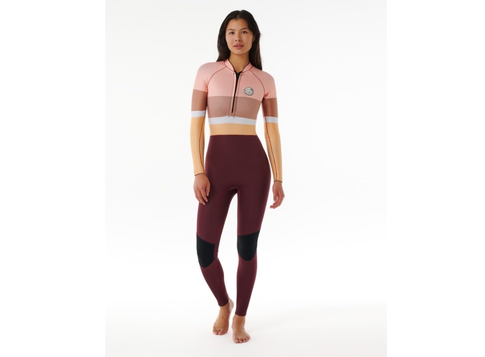RIP CURL G BOMB MUTA STEAMER 2MM DONNA MANICHE LUNGHE FRONT ZIP PLUM