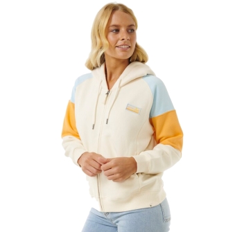 RIP CURL GALICIA FELPA CON ZIP E CAPPUCCIO DONNA BEIGE