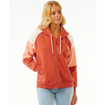 RIP CURL GALICIA FELPA CON ZIP E CAPPUCCIO DONNA RUST