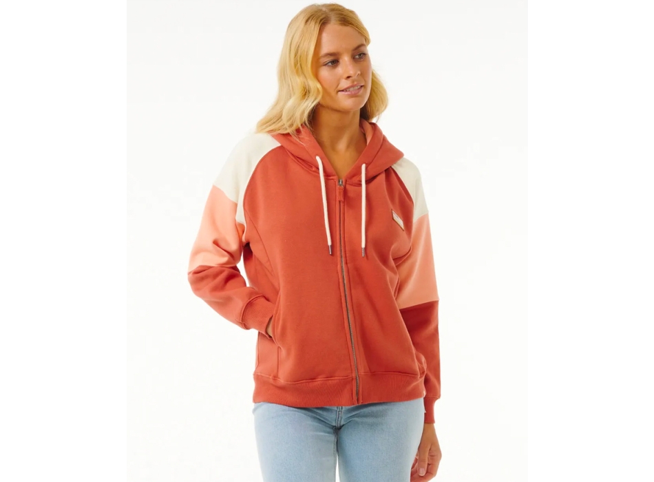 RIP CURL GALICIA FELPA CON ZIP E CAPPUCCIO DONNA RUST