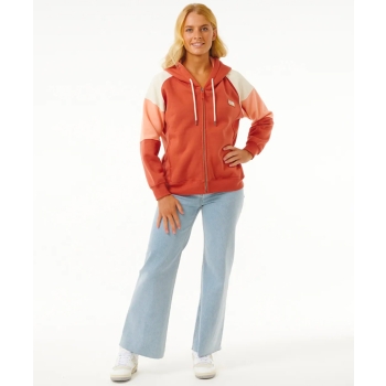 RIP CURL GALICIA FELPA CON ZIP E CAPPUCCIO DONNA RUST