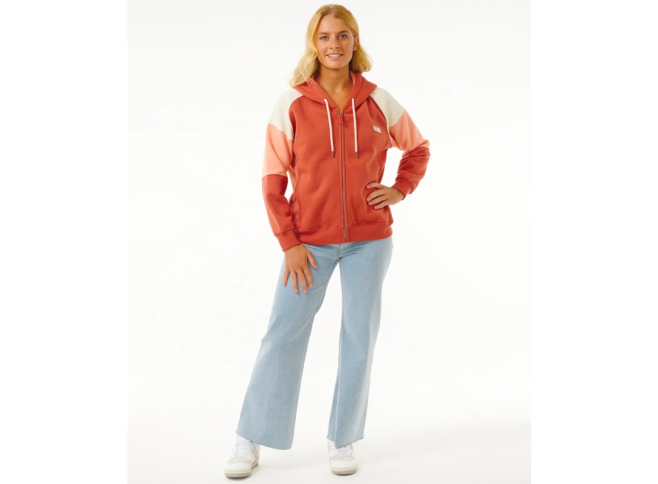 RIP CURL GALICIA FELPA CON ZIP E CAPPUCCIO DONNA RUST