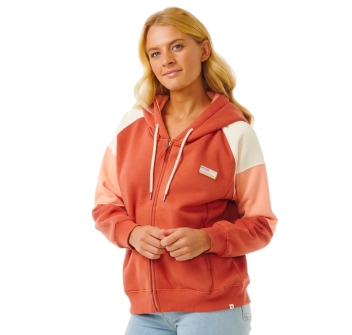 RIP CURL GALICIA FELPA CON ZIP E CAPPUCCIO DONNA RUST