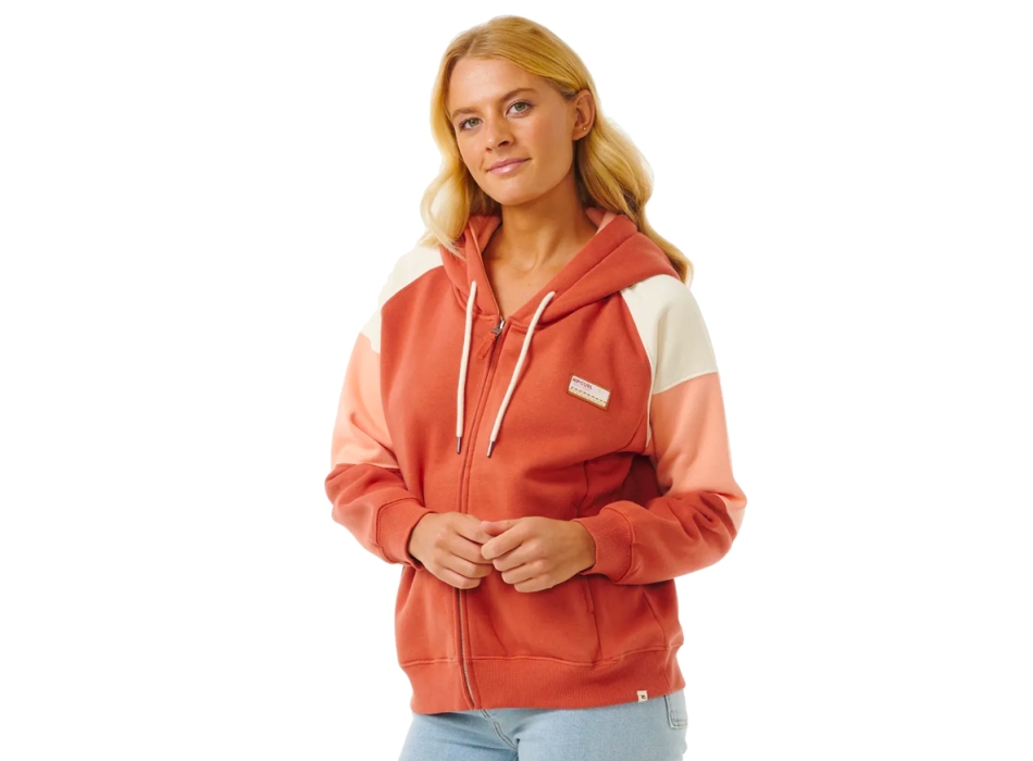 RIP CURL GALICIA FELPA CON ZIP E CAPPUCCIO DONNA RUST