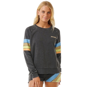 RIP CURL HIGH TIDE SCENIC SURF FELPA GIROCOLLO DONNA WASHED BLACK