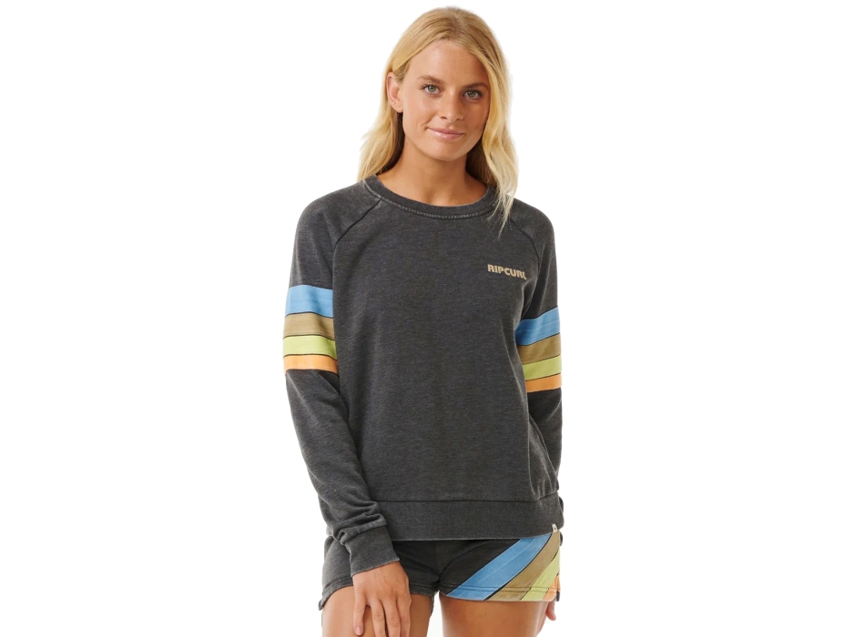 RIP CURL HIGH TIDE SCENIC SURF FELPA GIROCOLLO DONNA WASHED BLACK