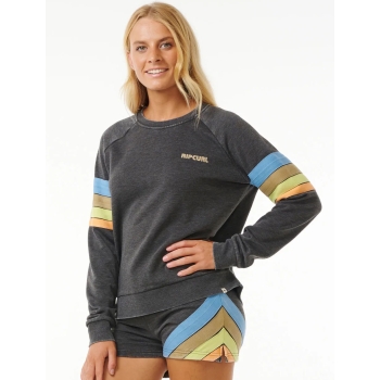RIP CURL HIGH TIDE SCENIC SURF FELPA GIROCOLLO DONNA WASHED BLACK