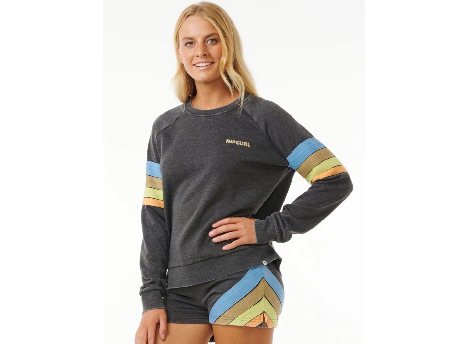 RIP CURL HIGH TIDE SCENIC SURF FELPA GIROCOLLO DONNA WASHED BLACK