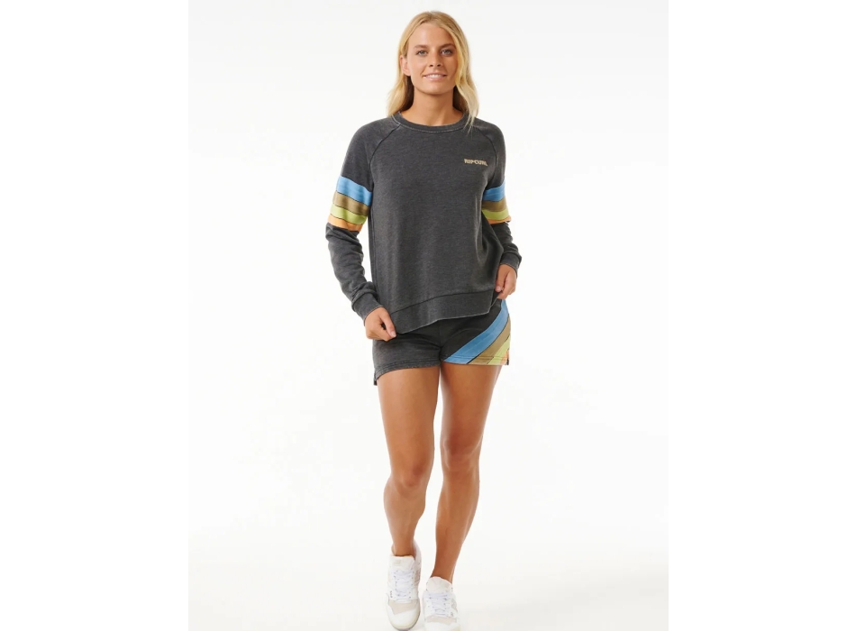 RIP CURL HIGH TIDE SCENIC SURF FELPA GIROCOLLO DONNA WASHED BLACK