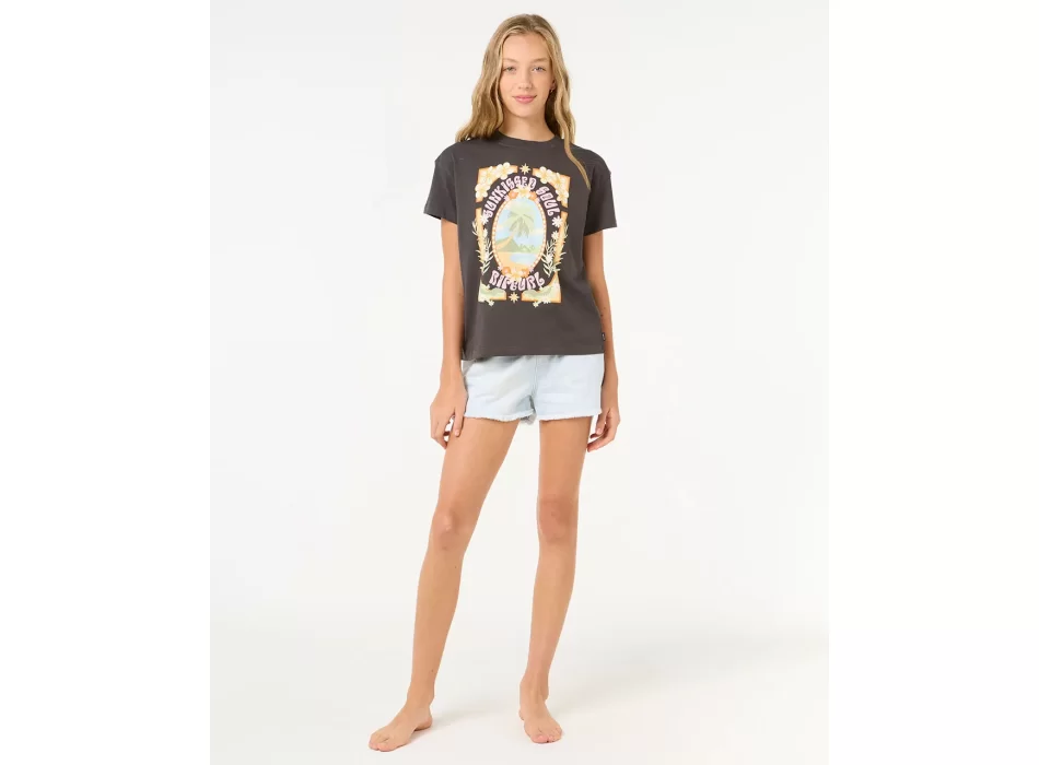 RIP CURL ISLAND BLISS ART T-SHIRT RAGAZZA WASHED BLACK
