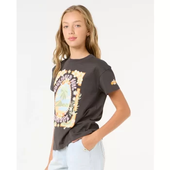 RIP CURL ISLAND BLISS ART T-SHIRT RAGAZZA WASHED BLACK