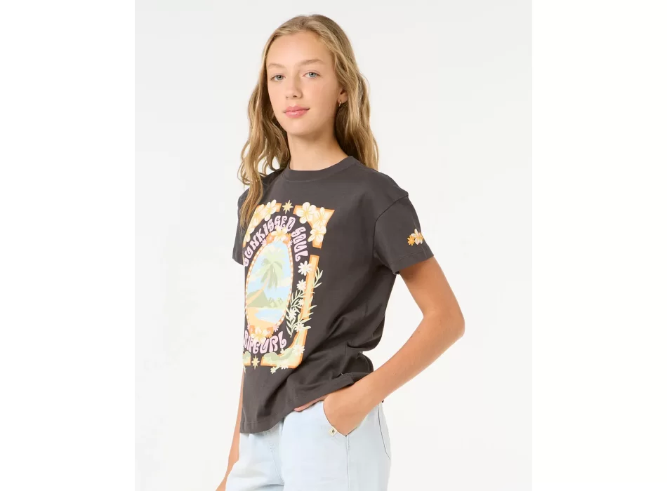 RIP CURL ISLAND BLISS ART T-SHIRT RAGAZZA WASHED BLACK