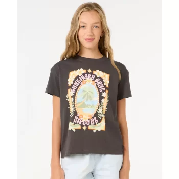 RIP CURL ISLAND BLISS ART T-SHIRT RAGAZZA WASHED BLACK