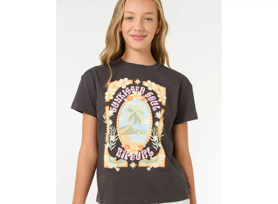 RIP CURL ISLAND BLISS ART T-SHIRT RAGAZZA WASHED BLACK