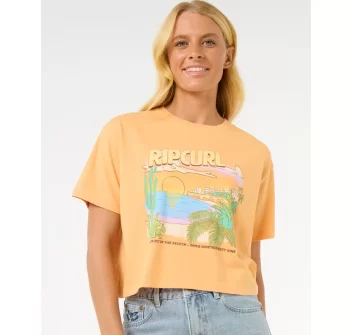 RIP CURL LA PALOMA CROP T-SHIRT DONNA PASTEL ORANGE