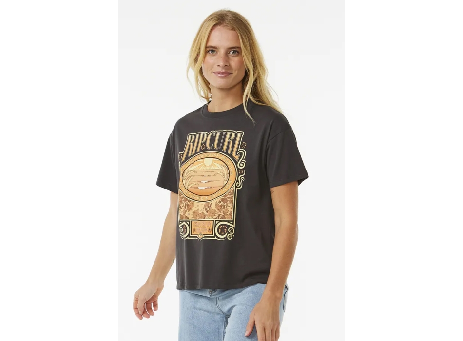 RIP CURL LONG DAYS RELAXED T-SHIRT DONNA WASHED BLACK