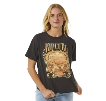 RIP CURL LONG DAYS RELAXED T-SHIRT DONNA WASHED BLACK