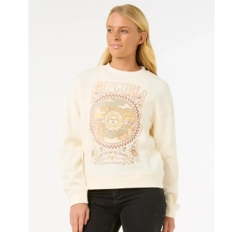 RIP CURL LUNA RELAXED CREW FELPA GIROCOLLO DONNA WASHED BLACK