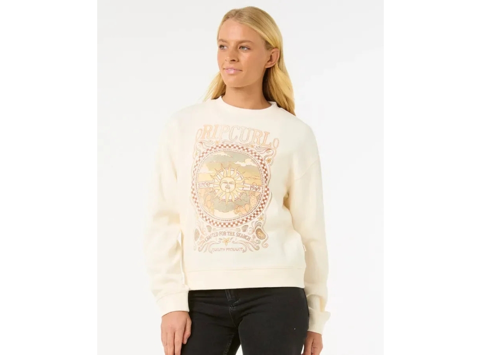 RIP CURL LUNA RELAXED CREW FELPA GIROCOLLO DONNA WASHED BLACK
