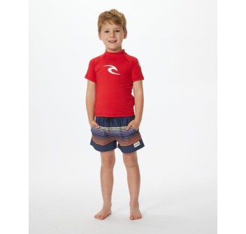 RIP CURL LYCRA BAMBINO BRAND WAVE MANICHE CORTE PROTEZIONE UV 50+ RED