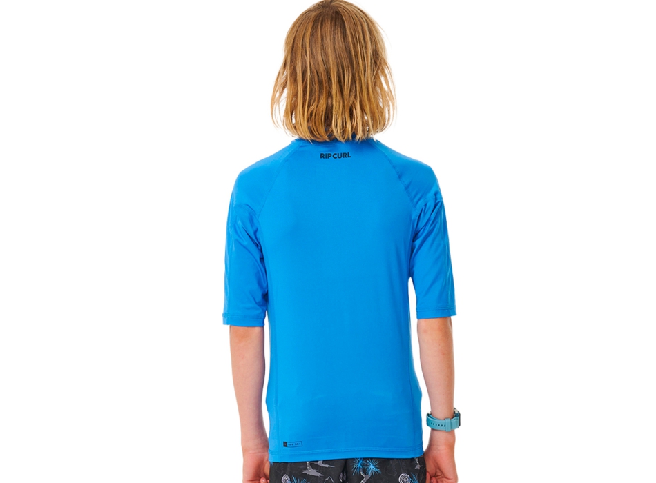 RIP CURL LYCRA BOYS MANICHE CORTE PROTEZIONE UV 50+ BLUE GUM