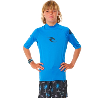 RIP CURL LYCRA BOYS MANICHE CORTE PROTEZIONE UV 50+ BLUE GUM