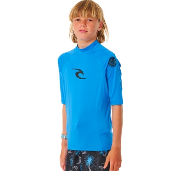 RIP CURL LYCRA BOYS MANICHE CORTE PROTEZIONE UV 50+ BLUE GUM