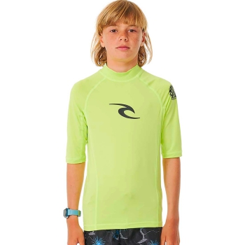 RIP CURL LYCRA BOYS MANICHE CORTE PROTEZIONE UV 50+ LIME