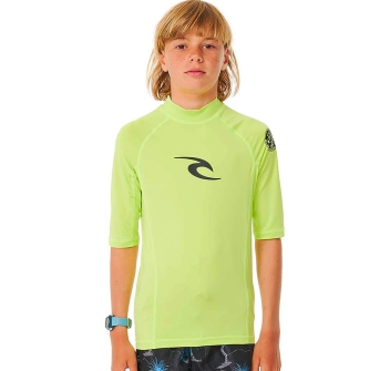 RIP CURL LYCRA BOYS MANICHE CORTE PROTEZIONE UV 50+ LIME