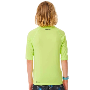 RIP CURL LYCRA BOYS MANICHE CORTE PROTEZIONE UV 50+ LIME