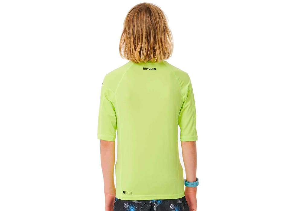 RIP CURL LYCRA BOYS MANICHE CORTE PROTEZIONE UV 50+ LIME